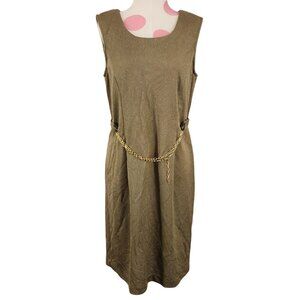 Women's Vintage R&M Richards by Karen Kwong Petite 8P Olive Green Dress Belted